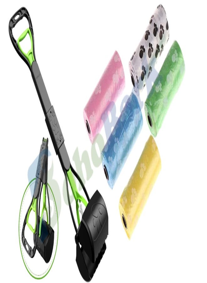 BohoBark Dog and Cat Poop Waste Potty Picker Large 24 Inch Scooper with 5 Pcs Poop Roll (Colour May Vary)__-2 - Image 1